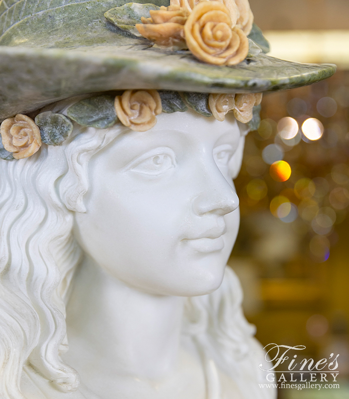 Marble Statues  - Rose Beuret Hat Portrait Marble Bust - MBT-399